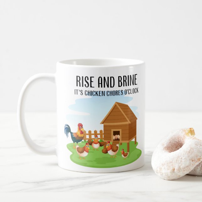 Rise And Brine Chicken Coffee Mug (With Donut)