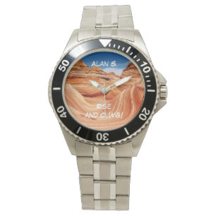 Rise and Climb! Wave Hiker Stainless Steel Wrist Watch
