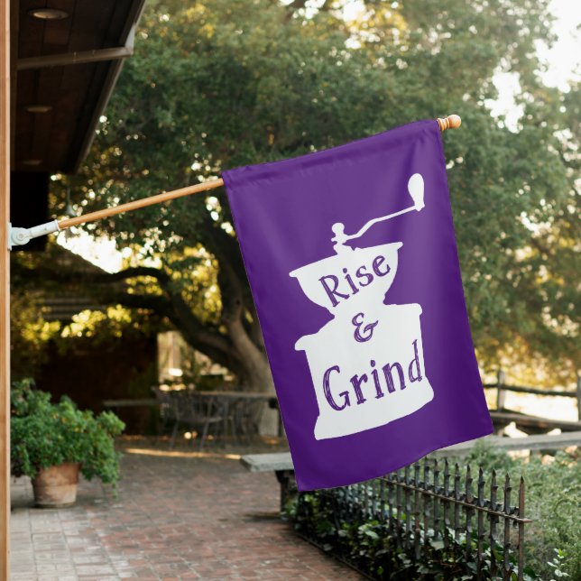 Rise and Grind Coffee House Flag (In SItu)