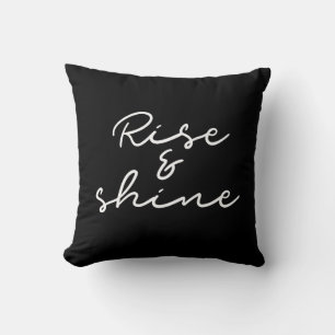 Rise and shine black throw pillow
