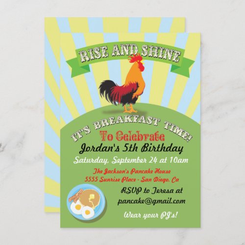 Rise and Shine Breakfast Birthday Party Invitation