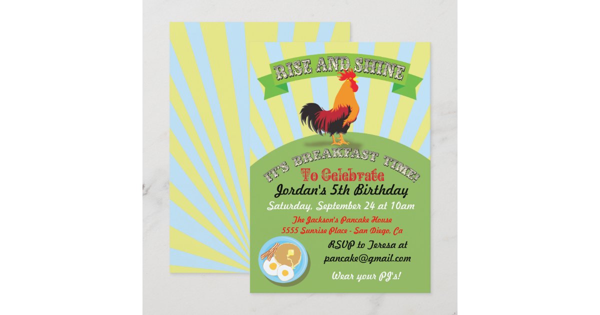 Rise and Shine Breakfast Birthday Party Invitation | Zazzle