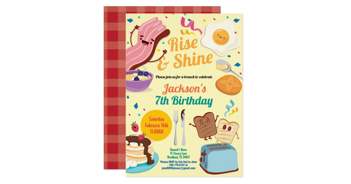 Rise and shine breakfast brunch invitation | Zazzle.com