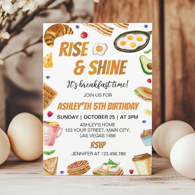Rise And Shine Breakfast Time Brunch Birthday Invitation (Creator Uploaded)