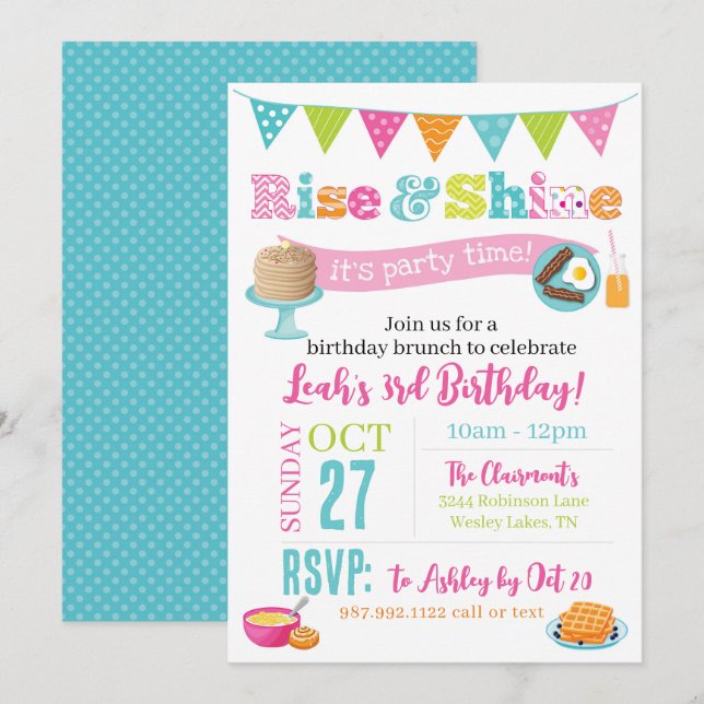 Rise and Shine Brunch Invitation (Front/Back)