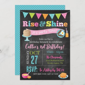Rise And Shine Brunch Invitation (chalkboard) by modernmaryella at Zazzle