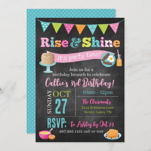 Rise and Shine Brunch Invitation Chalkboard