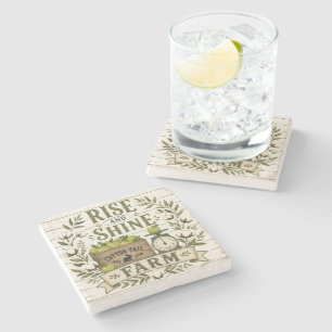 Rise And Shine Cotton Tail Farm Stone Coaster