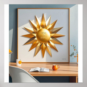 Rise and shine gold star poster
