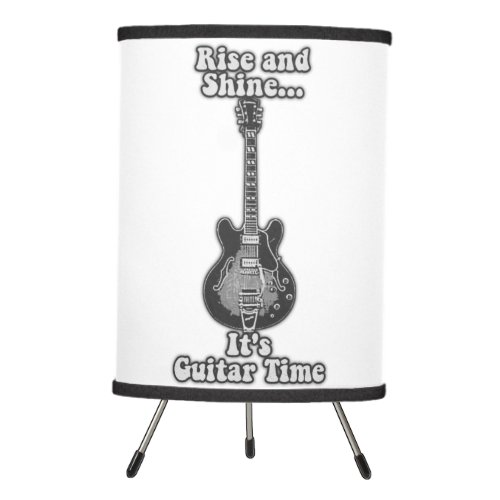 Rise and shine its guitar time black and white tripod lamp