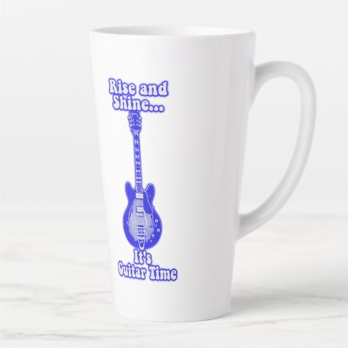 Rise and shine its guitar timeretro blue guitar latte mug
