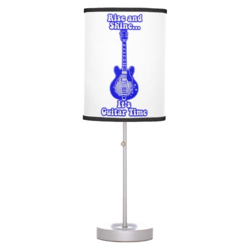 Rise and shine its guitar timeretro blue guitar table lamp