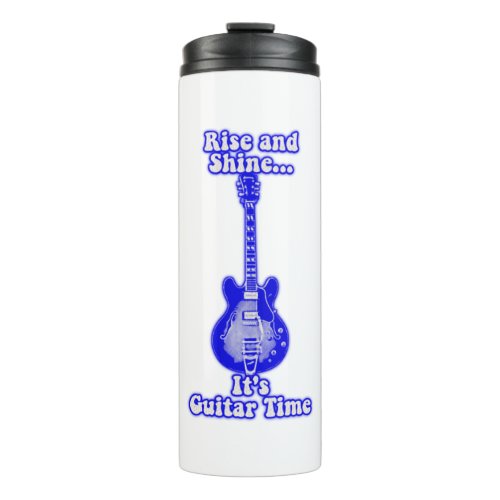 Rise and shine its guitar timeretro blue guitar thermal tumbler