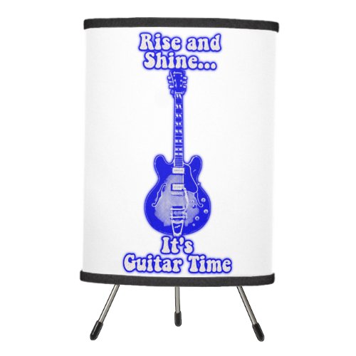 Rise and shine its guitar timeretro blue guitar tripod lamp