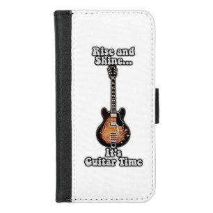 Rise and shine. it's guitar time. vintage brown iPhone 8/7 wallet case