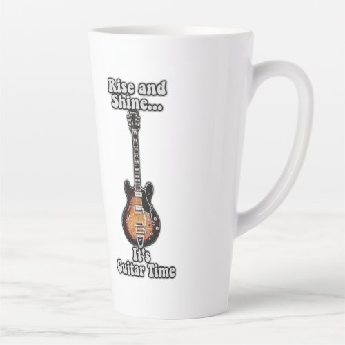 Rise and shine its guitar time vintage brown latte mug