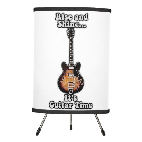 Rise and shine its guitar time vintage brown tripod lamp