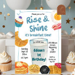 Rise and Shine Kids Breakfast Birthday Invitation<br><div class="desc">Rise and Shine Breakfast 1st Birthday Party,  Milk and Cookies First Birthday Brunch,  Donut Birthday Boy,  Pancakes Egg Bacon Birthday</div>