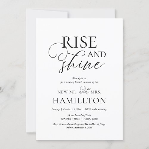 Rise and Shine Post wedding Brunch Celebration In Invitation