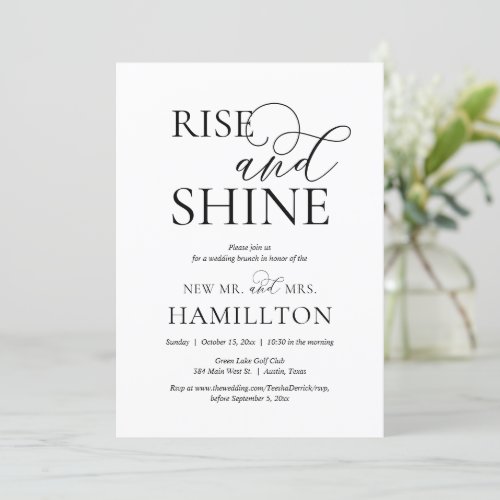 Rise and Shine Post wedding Brunch Celebration In Invitation