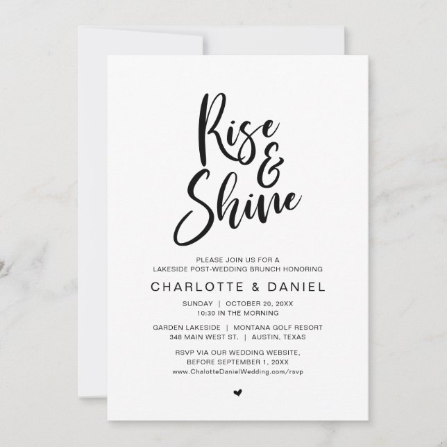 Rise and Shine, Post Wedding Brunch Celebration Invitation (Front)
