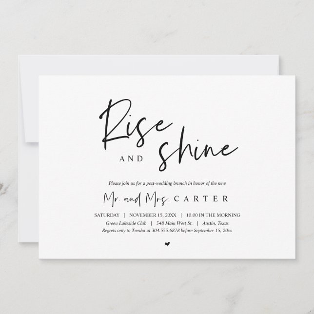 Rise and Shine, post wedding brunch celebration Invitation (Front)