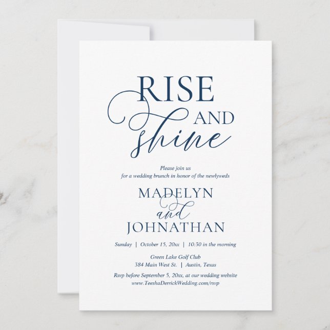 Rise and Shine, Post wedding Brunch Celebration Invitation (Front)