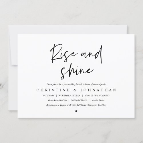 Rise and Shine post wedding brunch celebration  Invitation