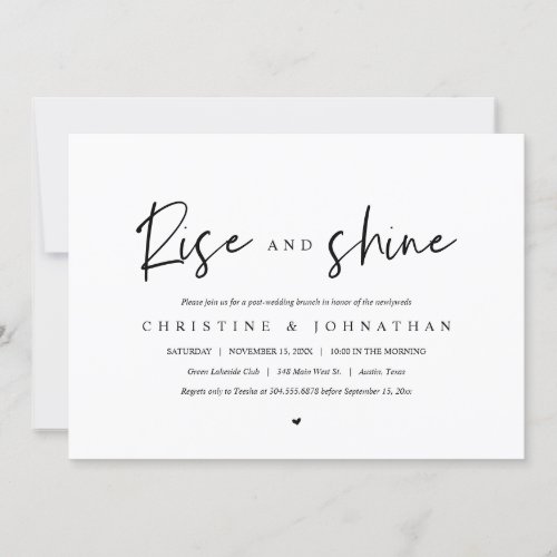 Rise and Shine post wedding brunch celebration Invitation