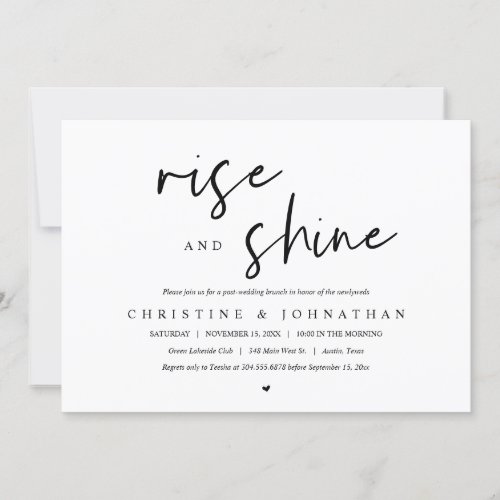 Rise and Shine post wedding brunch celebration Invitation