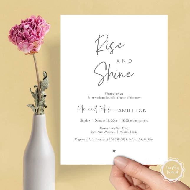 Rise and Shine, Post wedding Brunch Invitation (Rise and Shine, Post Wedding Brunch Invitation Card, PDF, in Dark Grey )