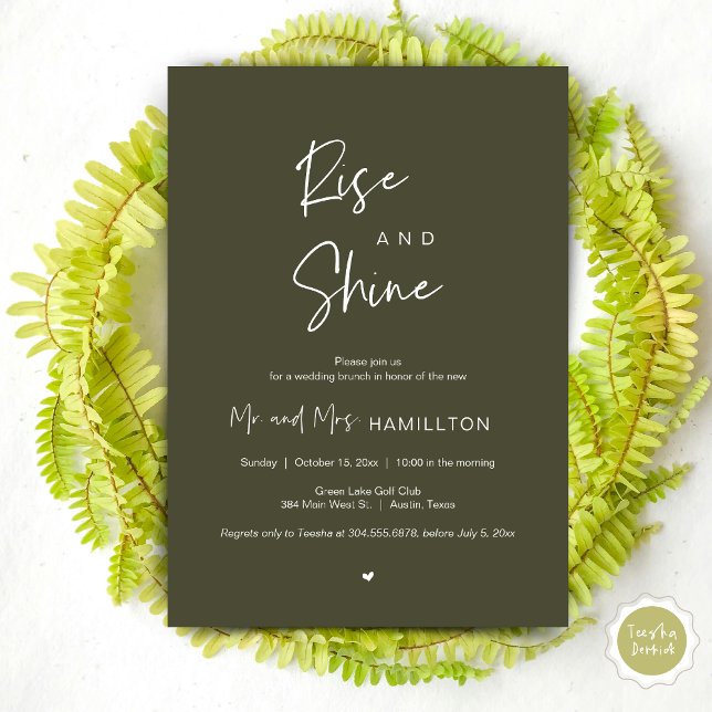 Rise and Shine, Post wedding Brunch Invitation (Rise and Shine, Post Wedding Brunch Invitation Card, PDF, in Olive Green)