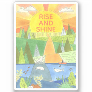 Rise and Shine Seals and Kayaker in River Sunrise Sticker