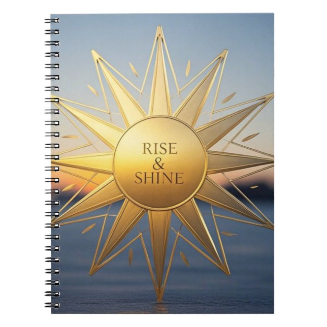 Rise and shine sleek geometric gold star  notebook (Front)
