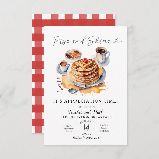 Rise and Shine Teacher Breakfast  Invitation (Front/Back)