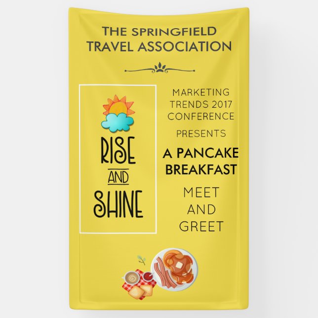 Rise and Shine Typography - Sun Cloud and Pancakes Banner (Vertical)
