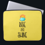 Rise and Shine Typography With Sun and Cloud Laptop Sleeve<br><div class="desc">A laptop sleeve with a cute typographical design. A fluffy cloud and an orange sun.
Rise and Shine written in a cool trendy font.</div>