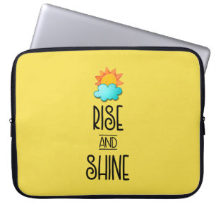 Rise and Shine Typography With Sun and Cloud Laptop Sleeve