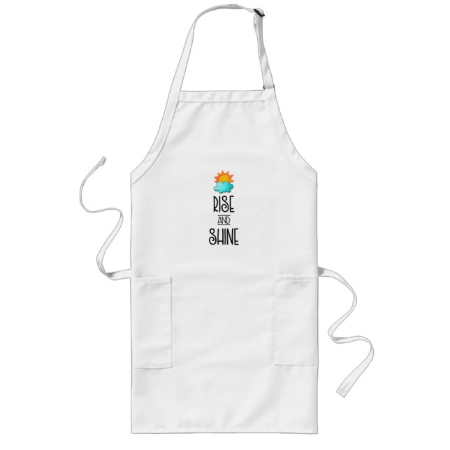 Rise and Shine Typography With Sun and Cloud Long Apron (Front)