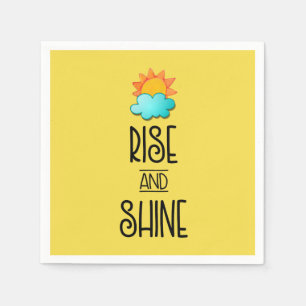 Rise and Shine Typography With Sun and Cloud Paper Napkins