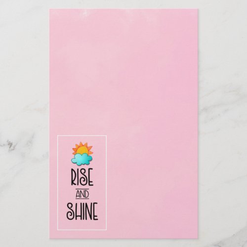 Rise and Shine Typography With Sun and Cloud Stationery