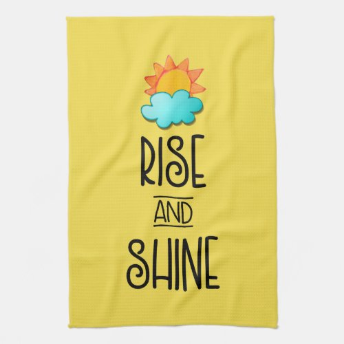 Rise and Shine Typography With Sun and Cloud Towel