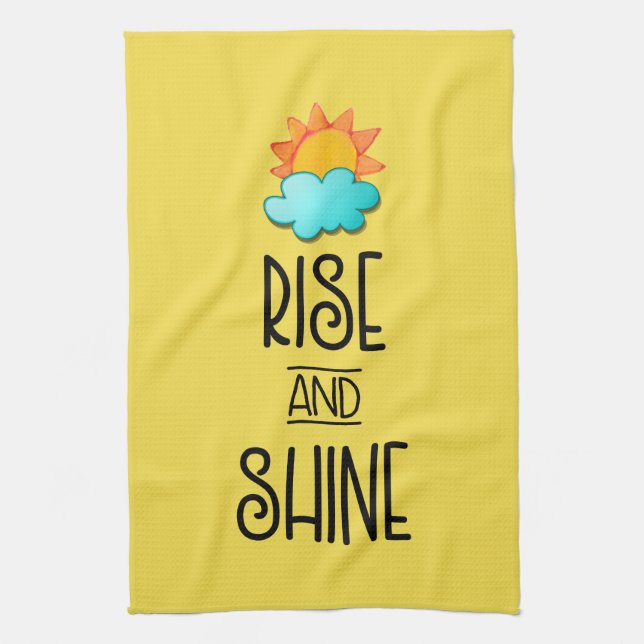 Rise and Shine Typography With Sun and Cloud Towel (Vertical)
