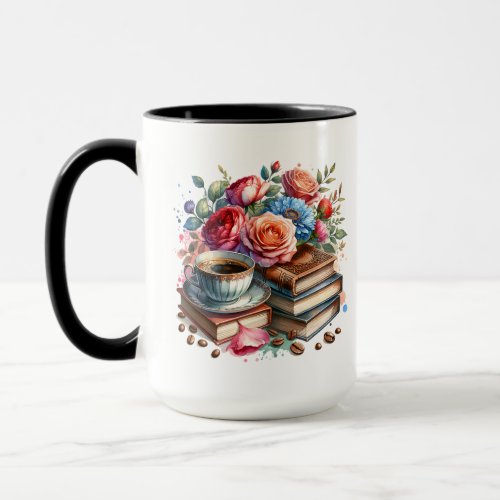 Rise and Shine Vintage Coffee Cup and Flowers