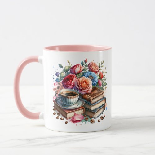 Rise and Shine Vintage Coffee Cup and Flowers