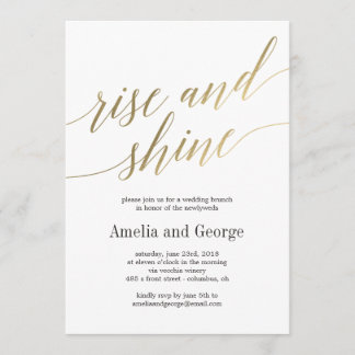 Rise and Shine Wedding Brunch Faux Gold Script Invitation