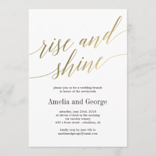 Rise and Shine Wedding Brunch Faux Gold Script Invitation