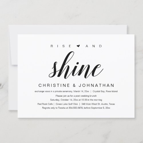 Rise and Shine Wedding Elopement Invitation