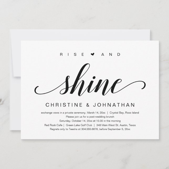 Rise and Shine, Wedding Elopement Invitation (Front)