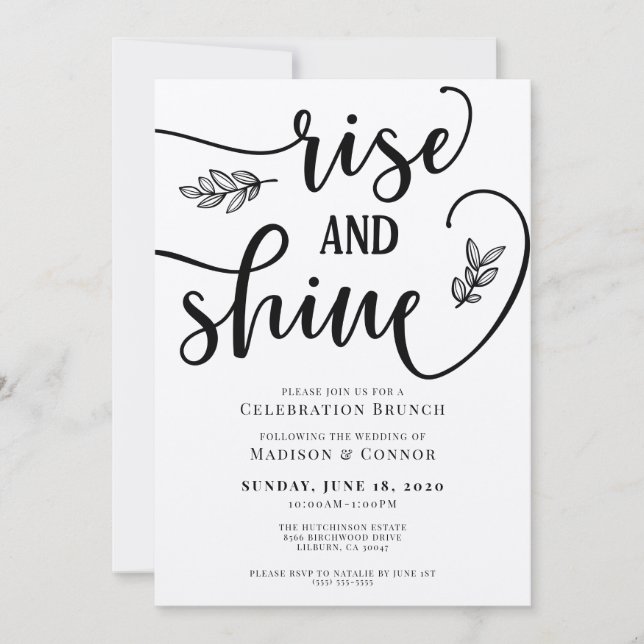 Rise and Shine Wedding Weekend Brunch Invitation (Front)